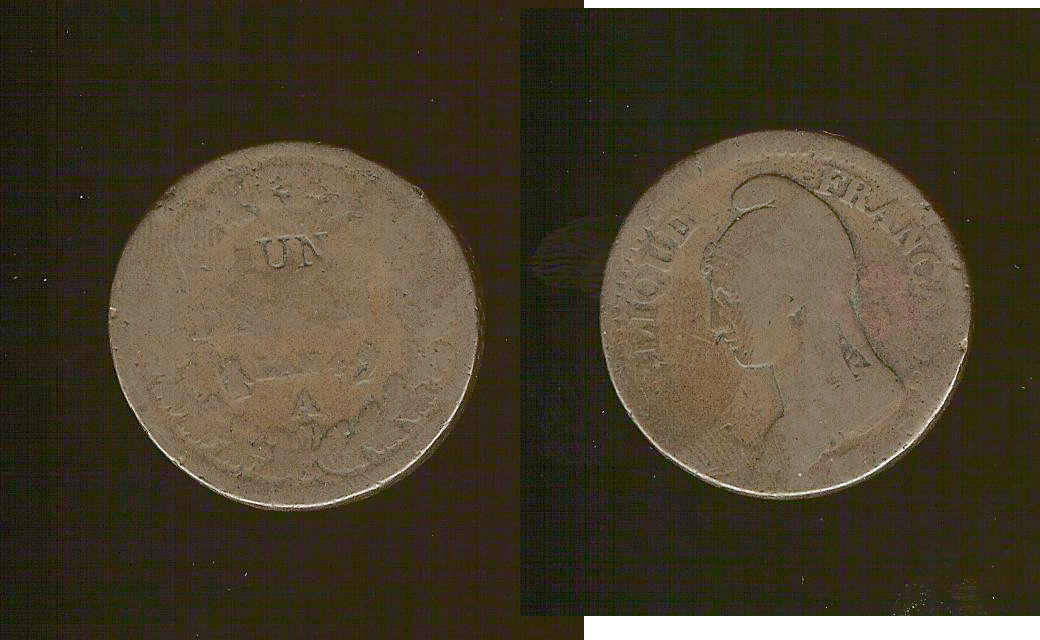 Un décime Dupré, modification du 2 décimes 1796 B+